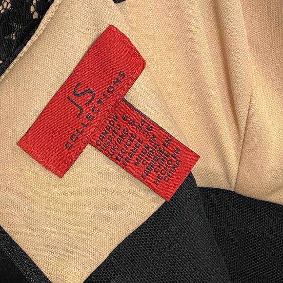 JS Collections | spaghetti strap mini cocktail bandage style dress with lace - Picture 3 of 3